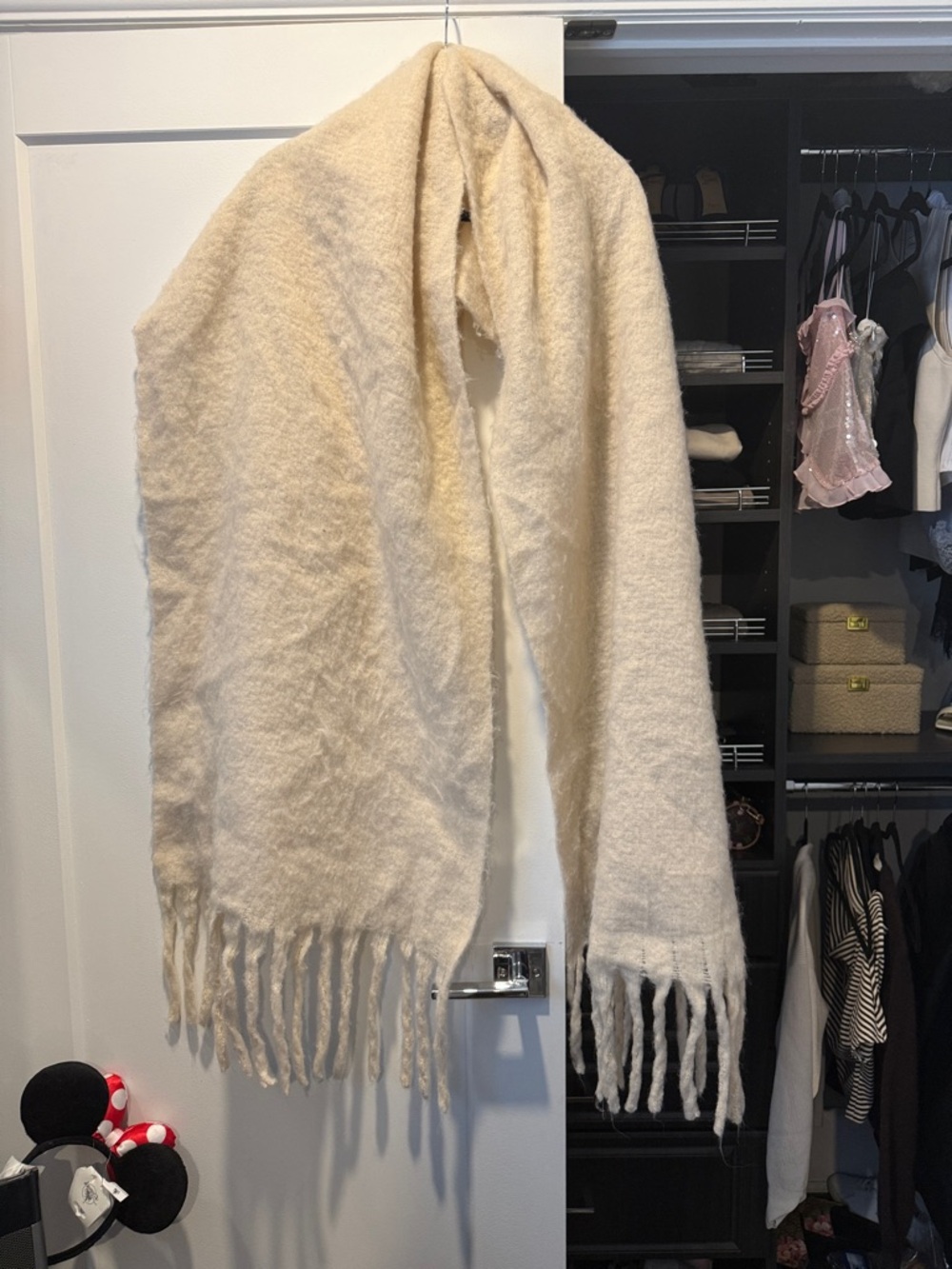 Dynamite Cream Fringe Wrap Scarf